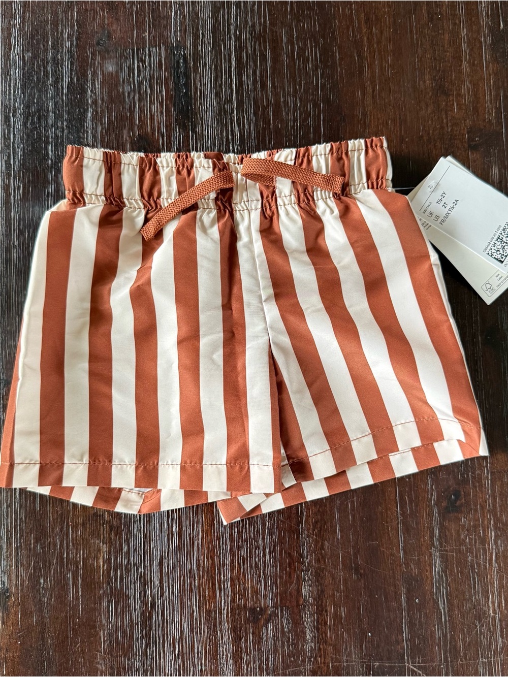 H&M Kids Rust and Cream Striped Swim Shorts